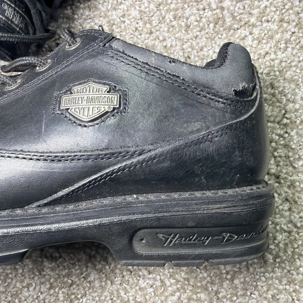 Men's Harley Davidson Low Top Ankle Boots Black Leather Size 11 Y2K Era Rare